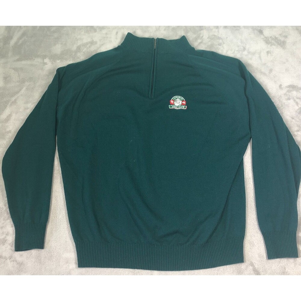 Lahinch Golf Club Sweater Mens Green Size 2XL Wool 1/4 Zip Glenbrae Ireland